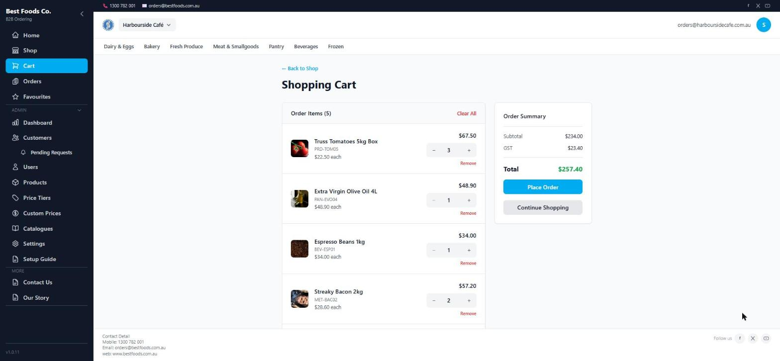 Cin7 POP cart showing line totals, GST and order summary